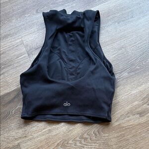 ALO Yoga Black Ribbed Racerback Crop Top